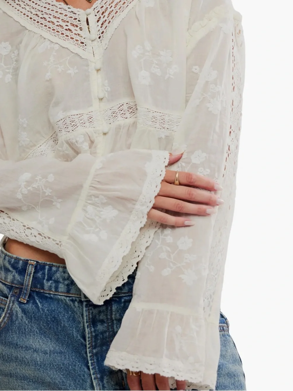 Free People Sweet Love Crop Shirt